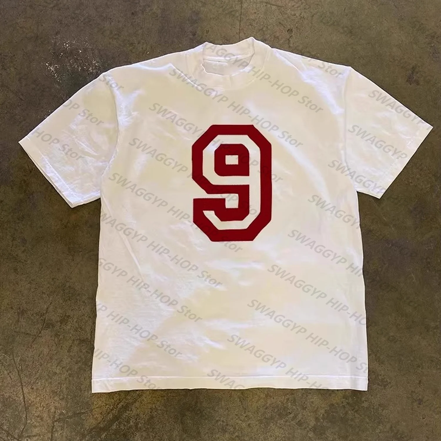 

[XNF Official Store]260 Of Grams Heavy Cotton! Red Nine Letter Harsuku Oversize T-shirt Hip Hop Men's Women's Short-Sleeved Tops