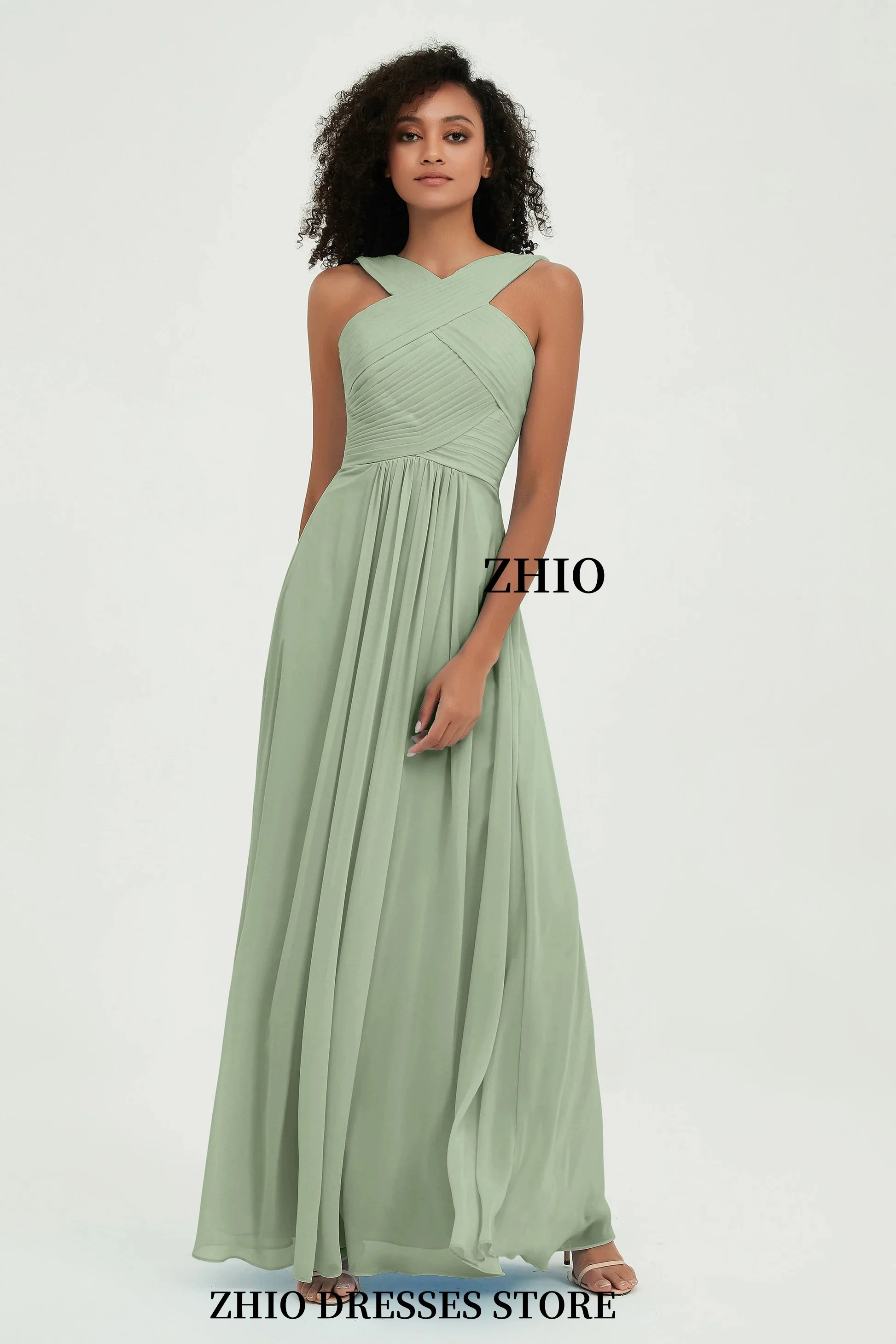 ZHIO – robe de demoiselle d'honneur de mariage romantique, ligne a, en mousseline de soie, col à bretelles, robe de Cocktail pour événement spécial, personnalisée