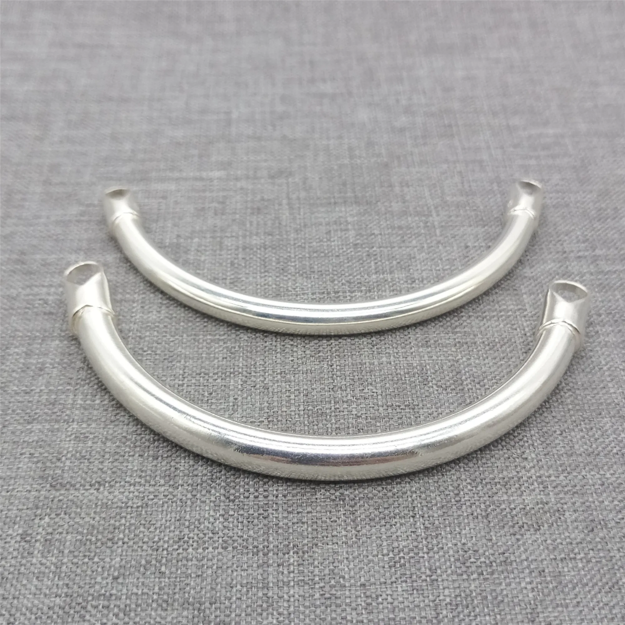 Plain Curve Tube Connector in Sterling Silver for Sideways Bracelet Making