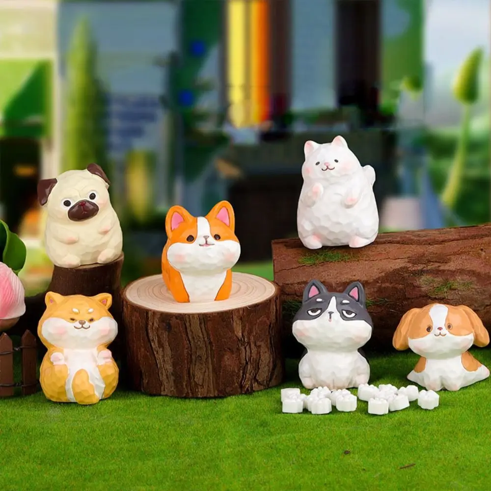 Desktop Decorations 3D Husky Figurines Simulation Kawaii Shiba Inu Decoration Creative Resin Puppy Statue Home