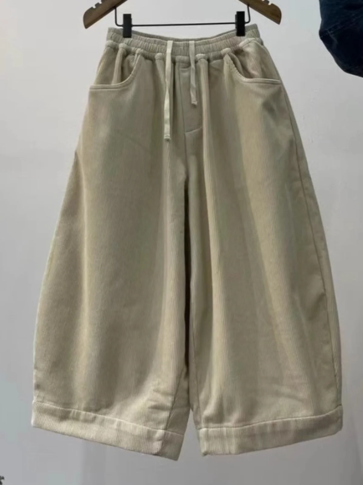 Retro Faion Cordmesser-Harlan-Hose, hohe Taille, gerades Bein, Freizeithose, künstlerisches Design, Schlankheitseffekt