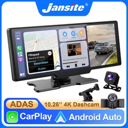 10.26‘’ Wireless CarPlay & Android Auto Dash Cam ADAS 4K DVR Bluetooth Audio GPS Navigation Dashboard Dual Lens Video Recorder