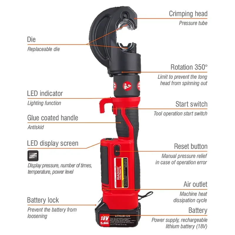 GES-400B Battery Powered Hydraulic Cable Electric Hydraulic Wire Cable Crimping Tool Electric Cable Lug Crimping Tool view 3