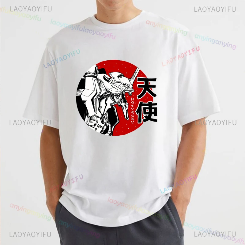 Anime-Neon-Genesis-Evangelion-Tshirt Men Women Cotton Short Sleeve Shirt Cartoon Graphic Pattern Tee Harajuku Trend Fans Clothes