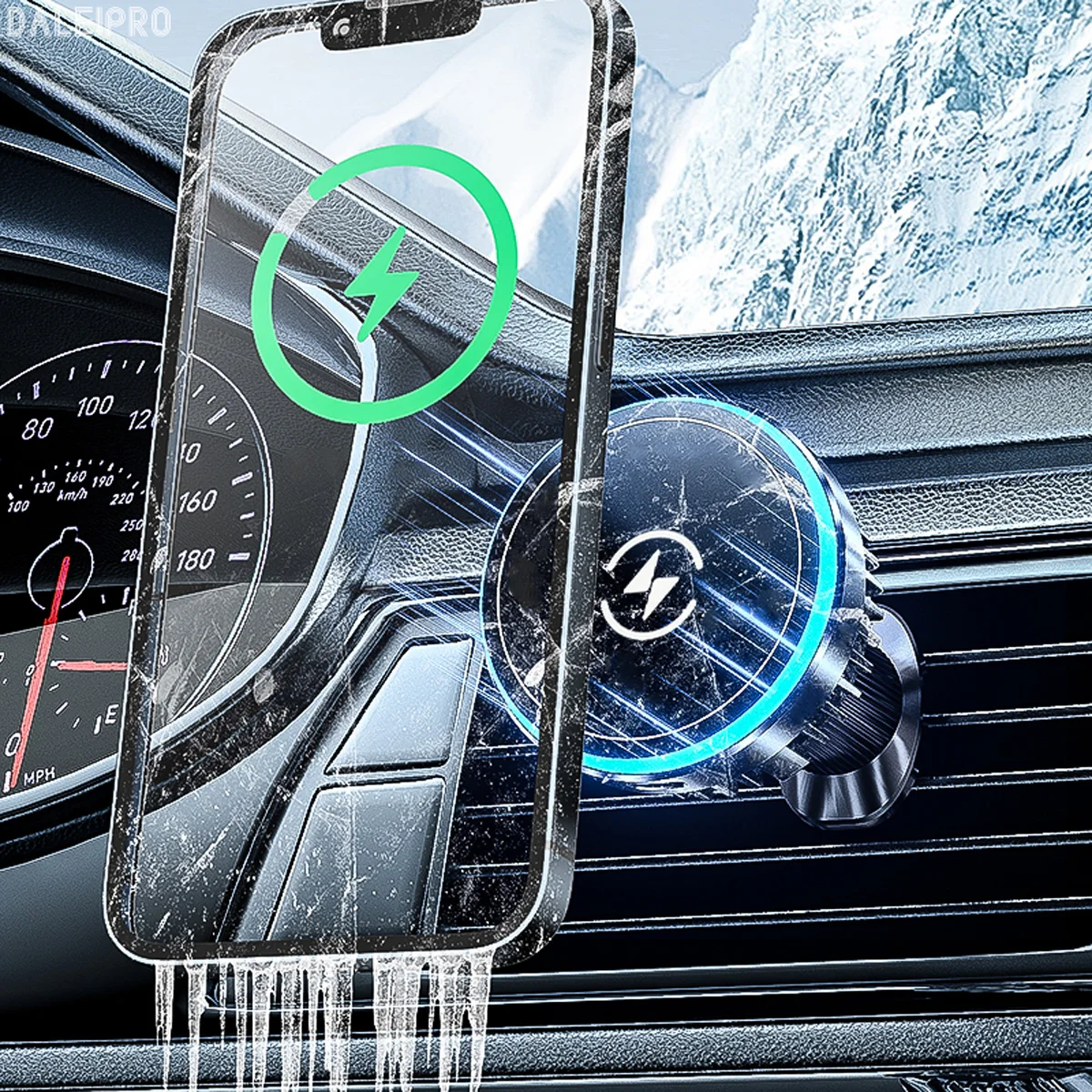 Kühlung Telefon Halter Auto Magnetische Telefon Kühler Halbleiter Aktive Kühler Cool Down Telefon Qi 15W Magsafe Schnelle Drahtlose Ladegerät – Detail 6