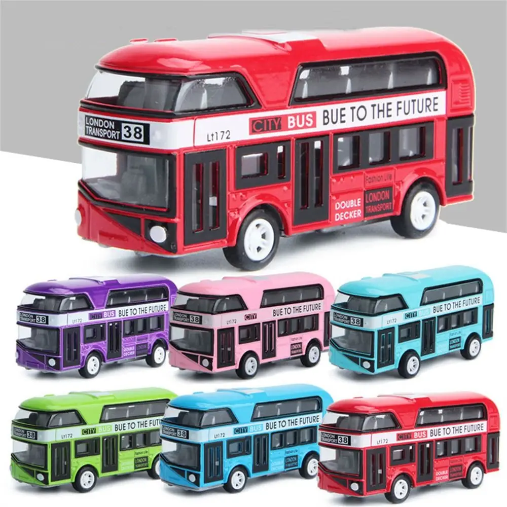 Veicoli giocattolo Porte Aperto Chiudi Città Auto turistica Set di veicoli Bus a due piani Auto pressofuse Bus giocattolo Modello giocattolo Tirare indietro Giocattoli