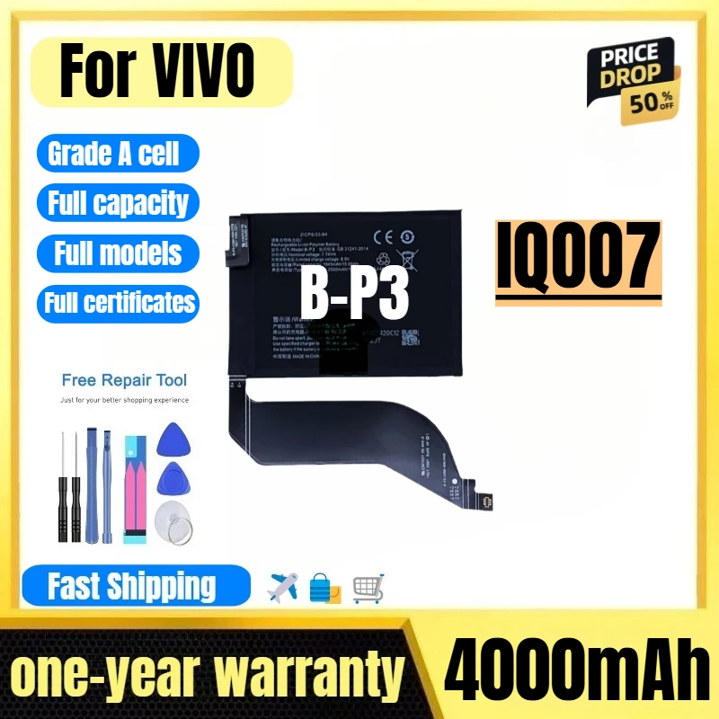 

B-P3 for VIVO IQOO7 Mobile Phone Battery High Quality High Capacity Battery Replacement Bateria Grade A Cell with Tools