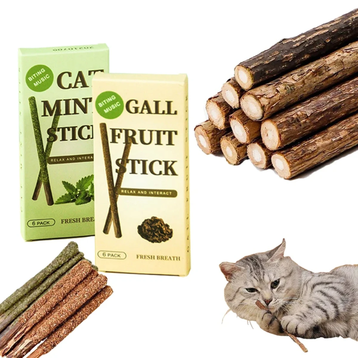 Cat Mint Toys Matatabi  Cats Natural Catnip Stick Catnap Lollipop Toy, Teeth Grinding, Clean, Pet Supplies, Pet Accessories Toy