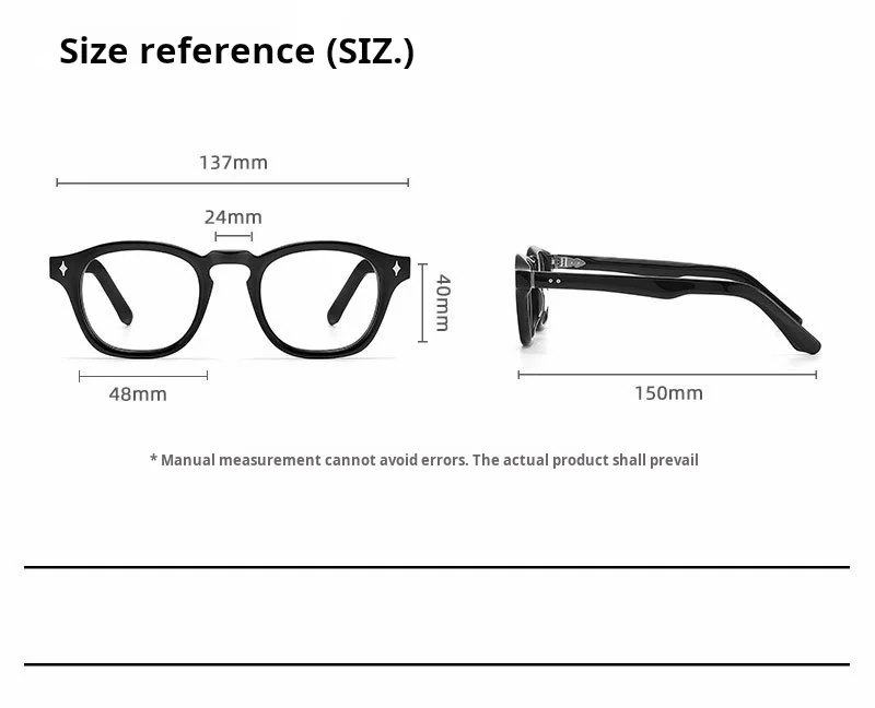Yimaruili F3301 Eyeglasses — Frame Dimensions & Sizing Chart