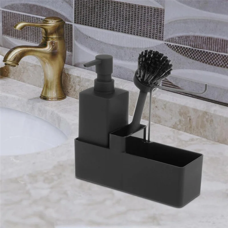

BHTS-Kitchen Soap Dispenser Rack Tray Holder Storage Dish Brush Kitchen Utensil Storage Rack