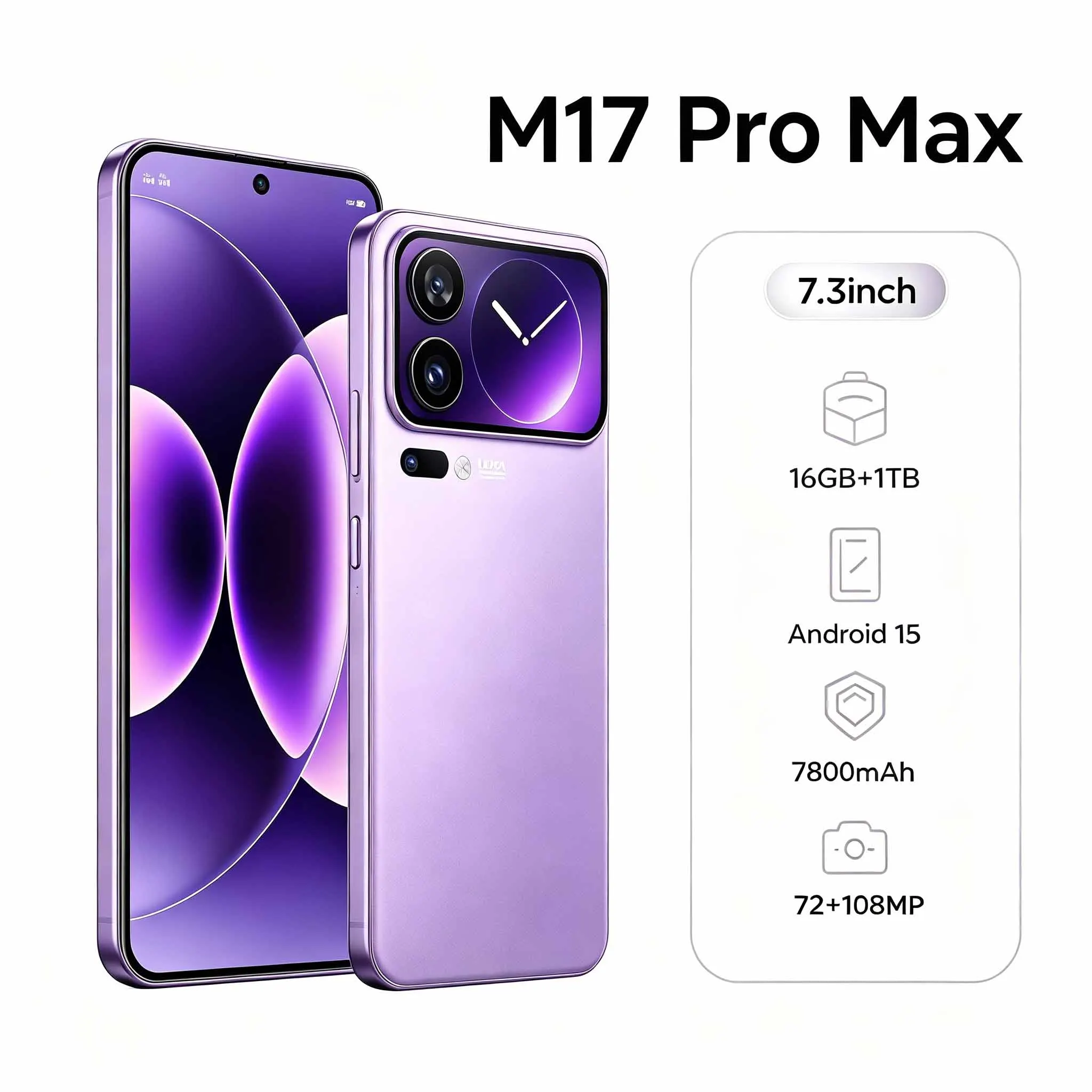 

2026 HOT High Quality M17 Pro Max 7.3'' Global Version Dual Card Dual Standby 7800mAh Battery Intelligent System