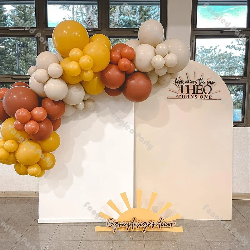 78pcs Sun Themed Balloon Garland Burnt Orange Yellow Globos Baby Shower Gender Reveal Kids Birthday Here Comes the Son Backdrop