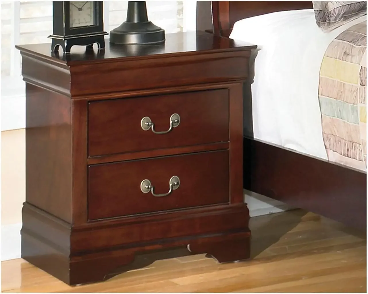 Alisdair Traditional 2 Drawer Nightstand, Dark Brown