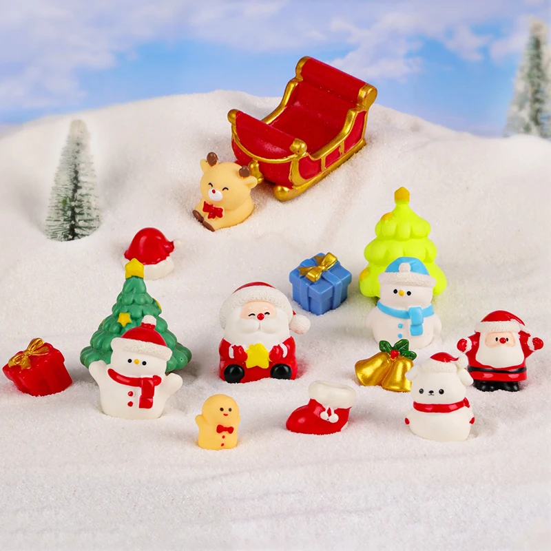 Moda criativa natal boneco de neve santa miniaturas figuras bonito dos desenhos animados micro ornamentos diy decoração para casa acessórios presentes