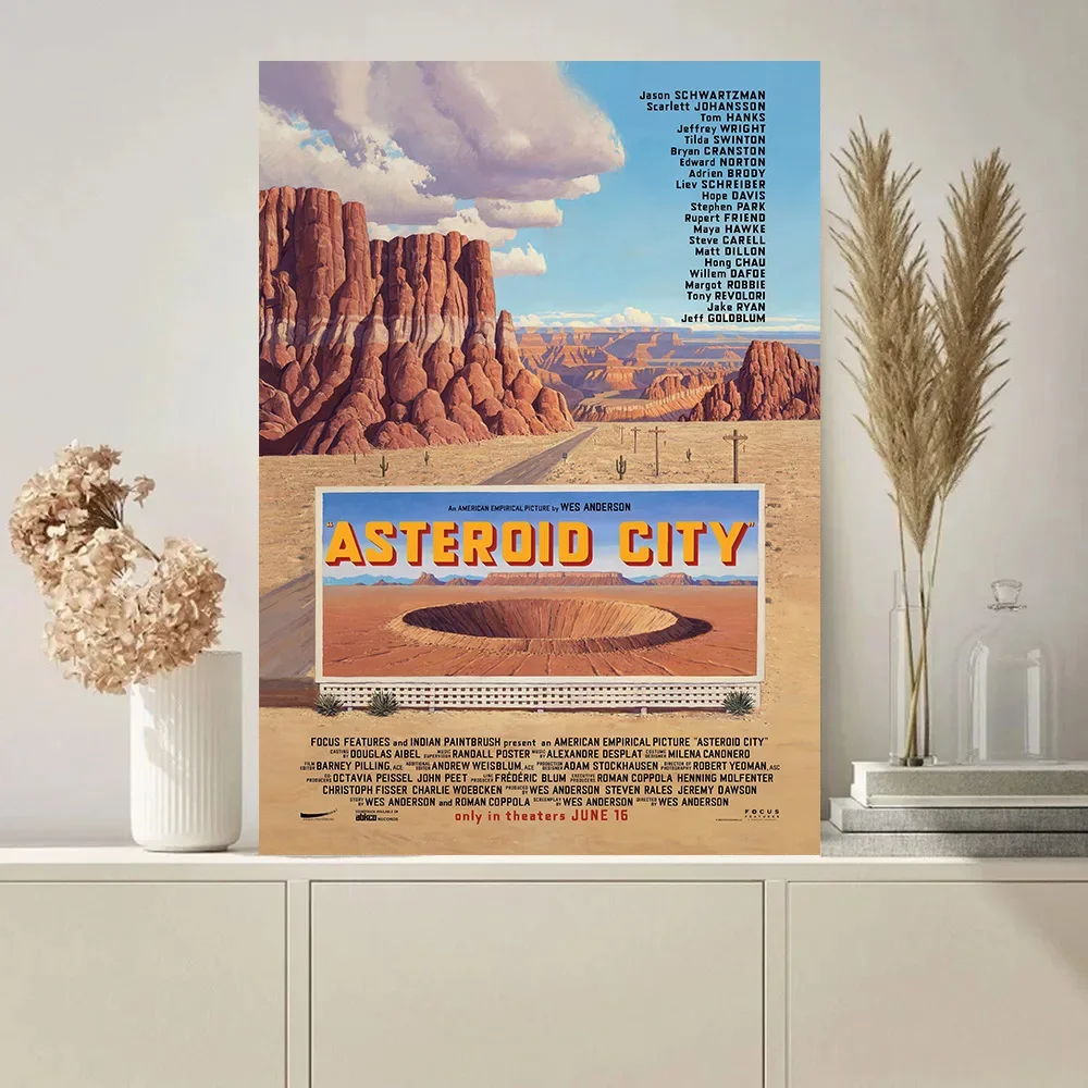 الكلاسيكية ويس أندرسون فيلم سلسلة الكويكب مدينة الفيلم المشارك حائط لوح رسم صور غرفة نوم المسرح المنزلي ديكور هدية #4