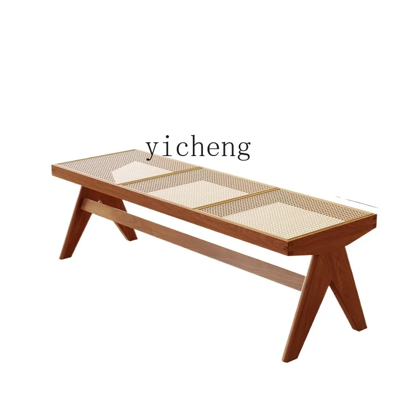 

Tqh Home Bench Solid Wood Rattan Chair Chair Dining Room Mid-Ancient Furniture Designer Chair