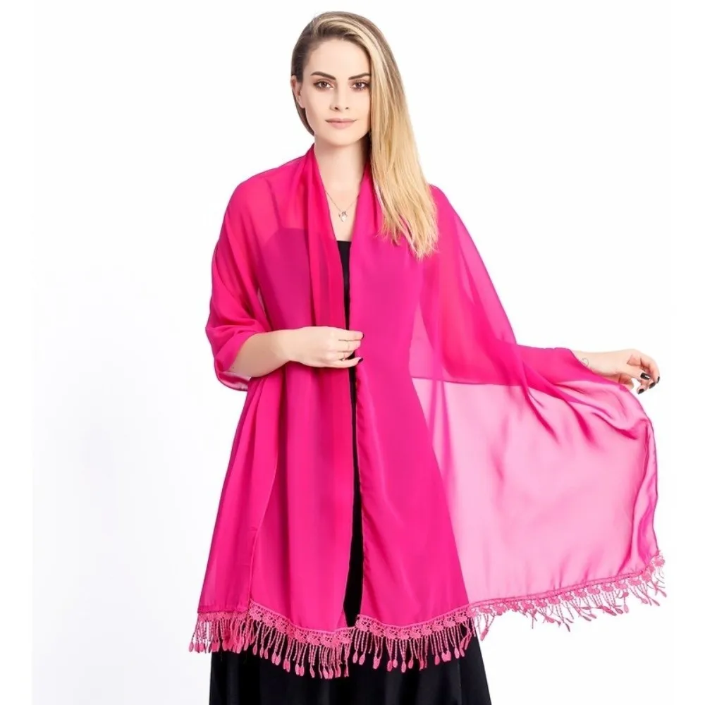 Chiffon Women Chiffon Shawl Lightweight Fabric Long Bridesmaid Shawl Hijab Sun Protection Elegant Wedding Party Shawl