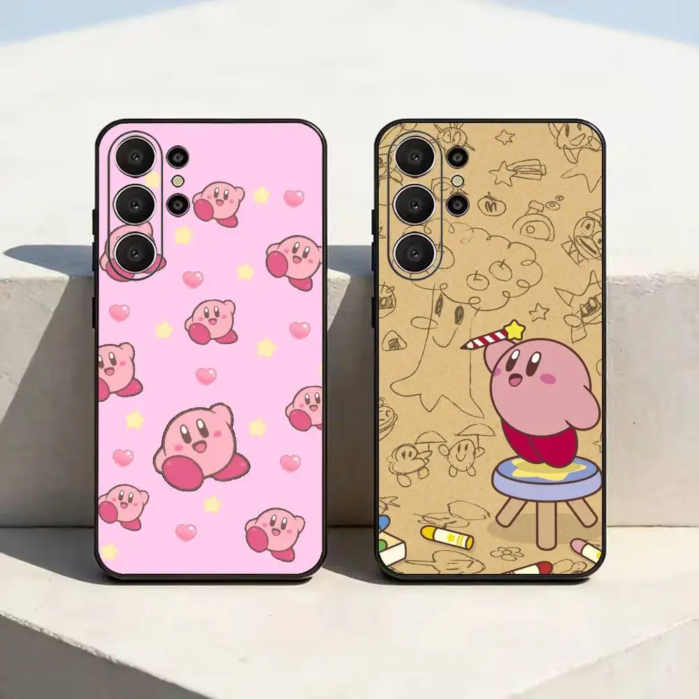 Cartoon Pink K-Kirbys-KK  Black Soft Silicone Phone Case for Samsung Ultra S26, S24, S21, S22, S23, S30, Plus, Lite