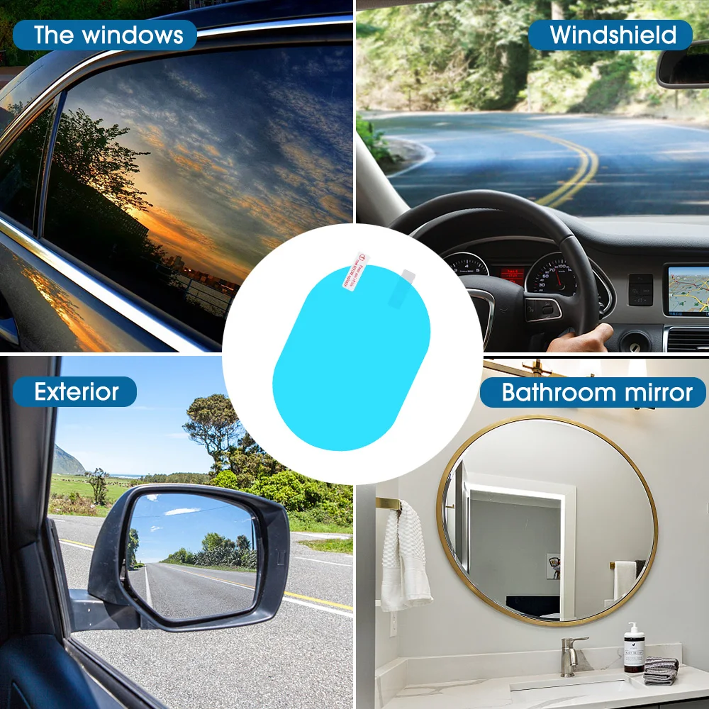 2pcs Car Rearview Mirror Film Sticker Side Window Rainproof Clear Film Anti-Fog Waterproof Protective Films for Car Motorcycle