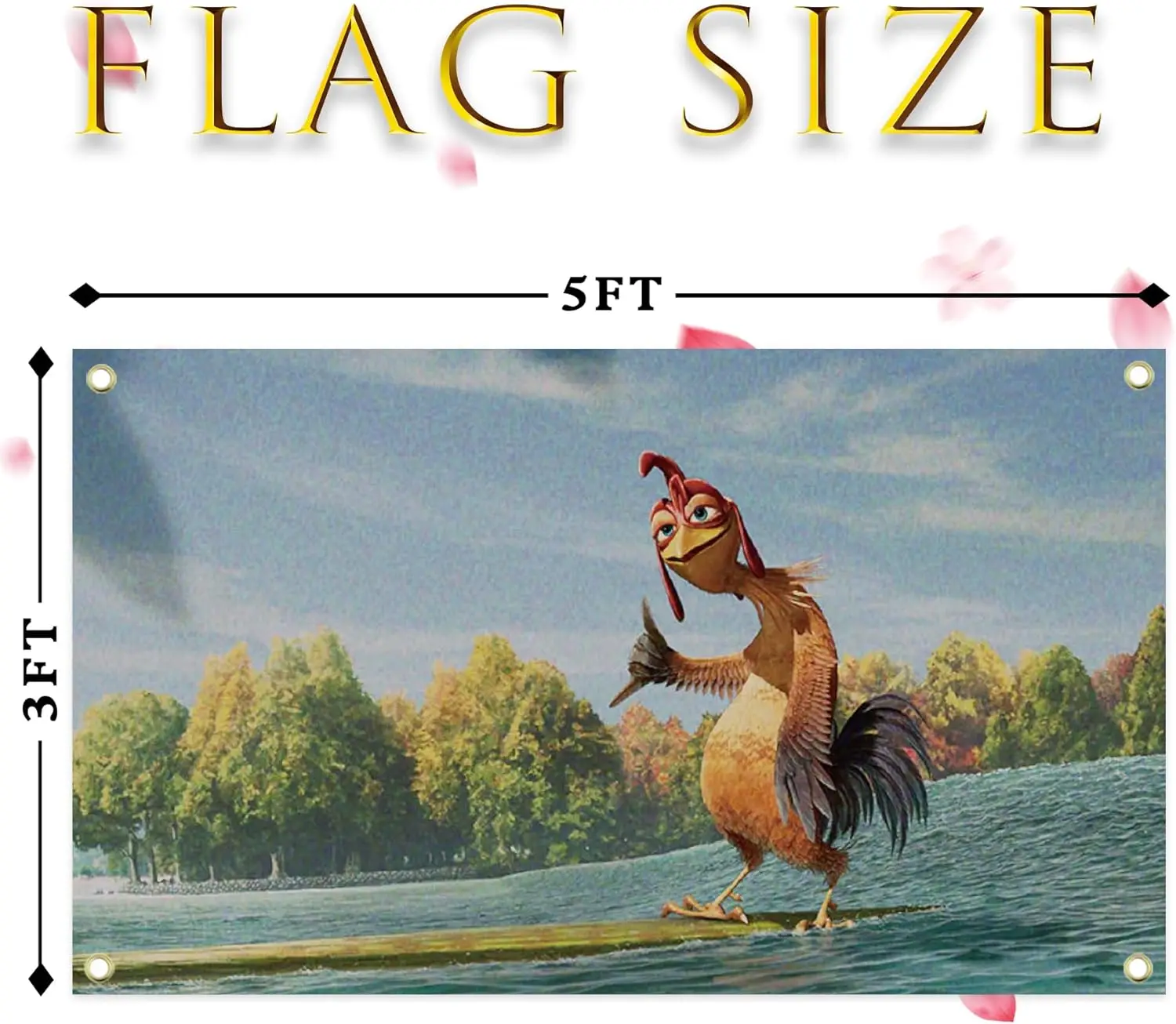 Chicken Flag 3x5Ft Meme Funny Surfs Up Poster Cool Bannet for College Dorm Room Guys Man Cave Frat Bedroom Decor Tapestry