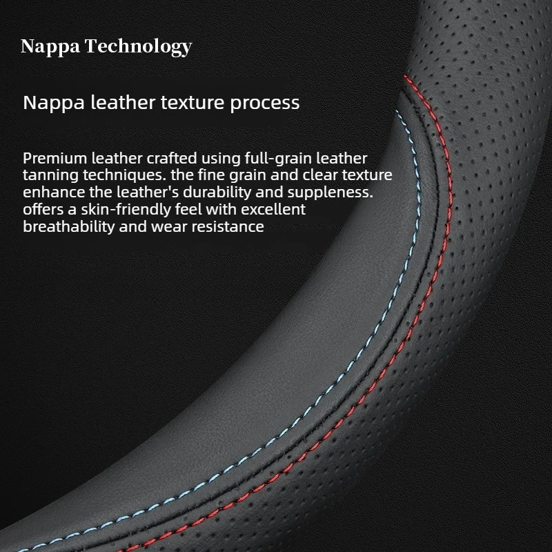 For Lincoln Nautilus/Corsair/Aviator/Continental/MKC/MKZ Steering Wheel Cover Leather Four Seasons Grip Cover Interior Supplies