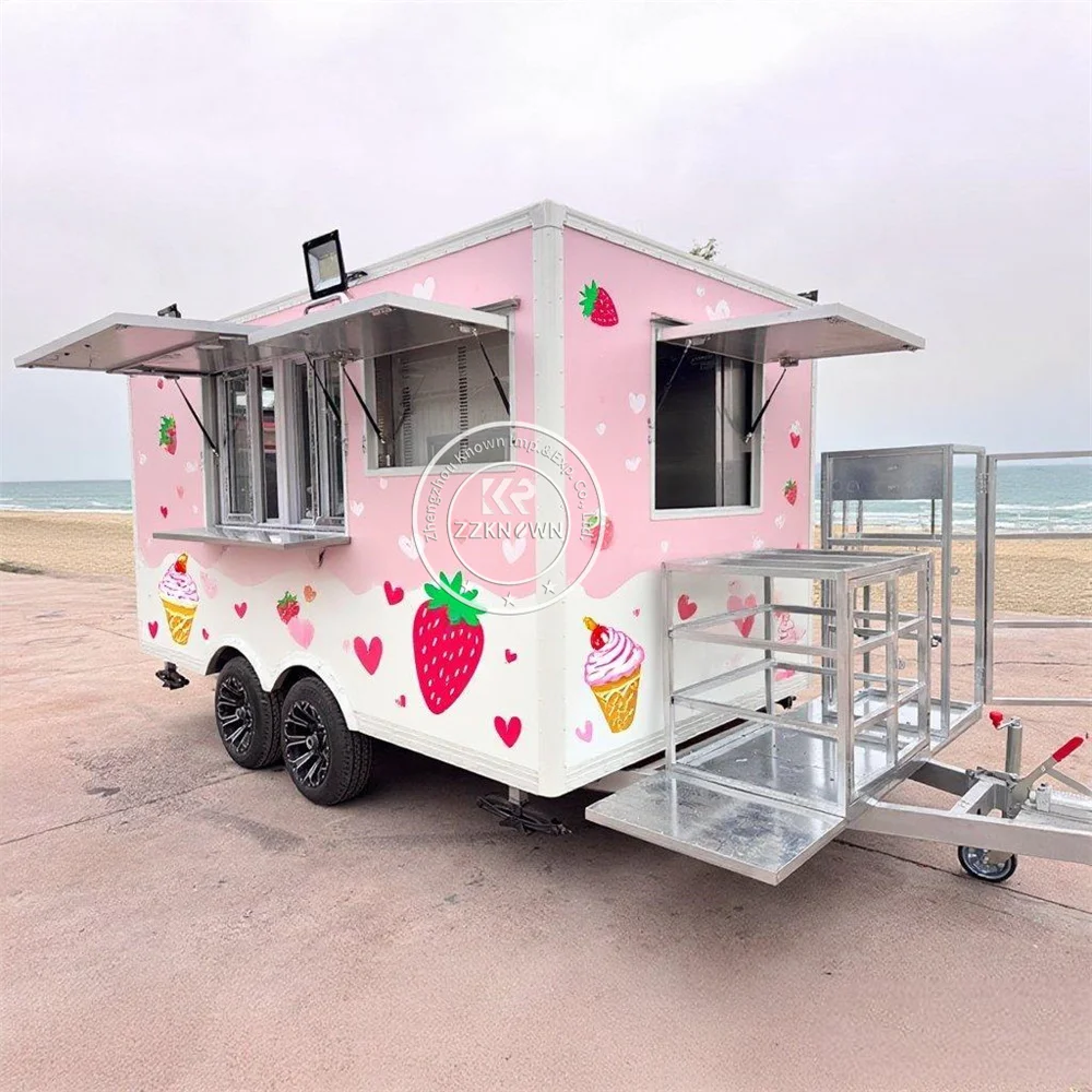 

Custom Street Mobile Hot Dog Ice Cream Cart Food Truck Mobile BBQ Coffee Catering Trailer Food Trailer With Full Kitchen