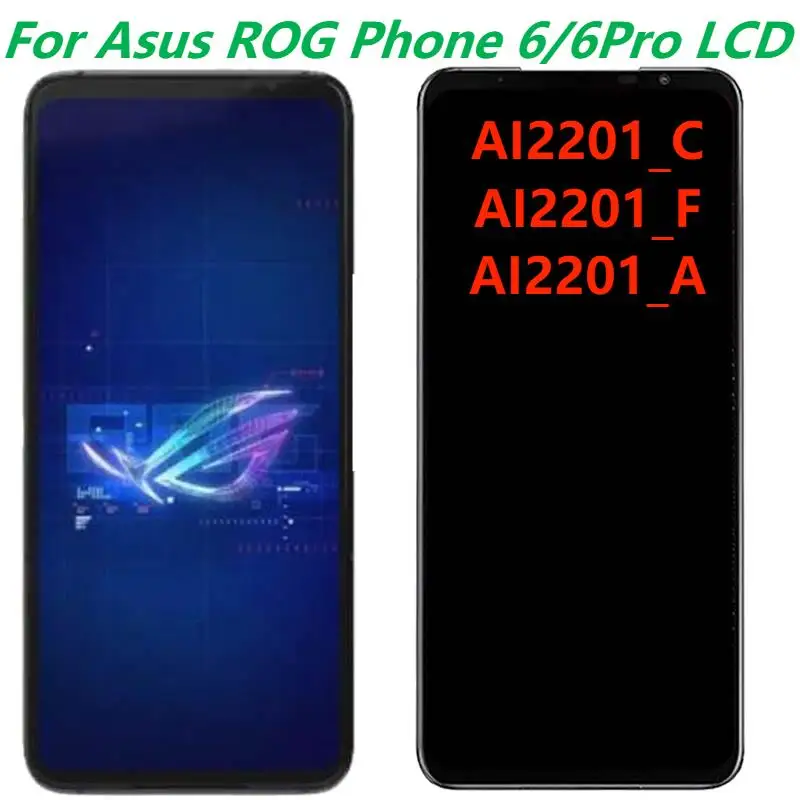 

6.78" Original For Asus ROG Phone 6/6Pro AI2201_D AI2201_C AI2201_F LCD Display With Frame Touch Screen Digitizer Assembly Parts