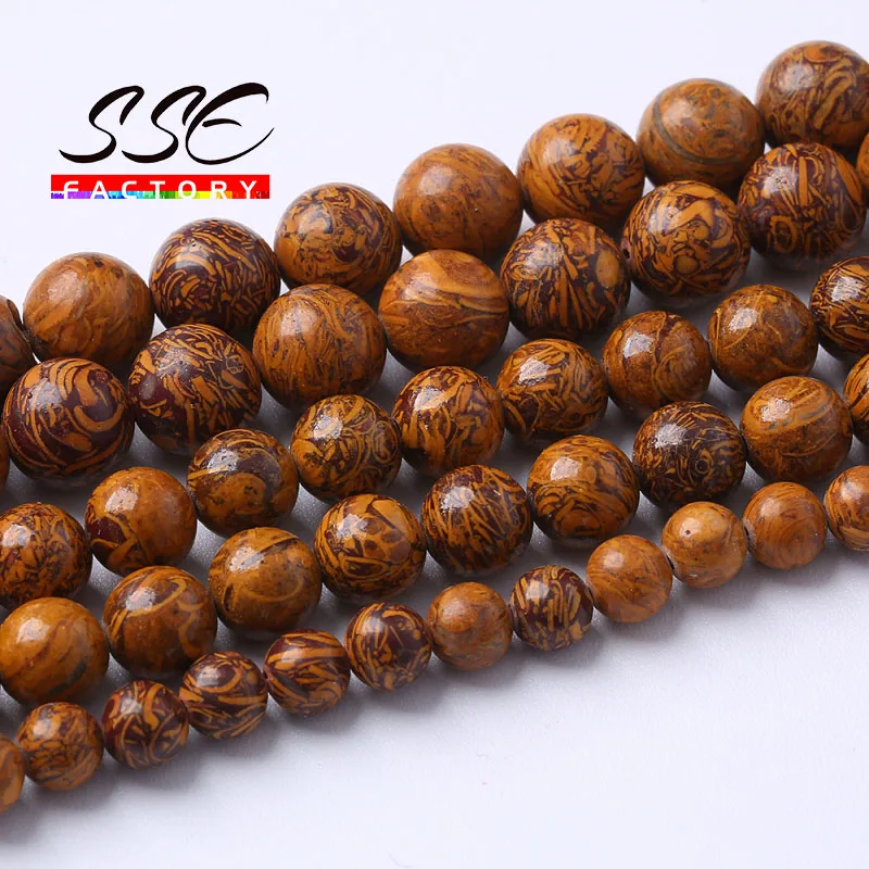 Round Natural Elephant Skin Jaspers Stone Beads Loose Spacer Beads For Jewelry Making DIY Bracelet Accessories 4/6/8/10/12mm 15