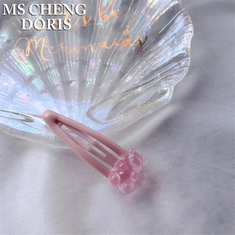 MSCHENGDORIS Women Transparent Cartoon Bear Hairpins Children Barrette Jewelry Party Gift Barrettes For Girls Hairpins Hair Grip