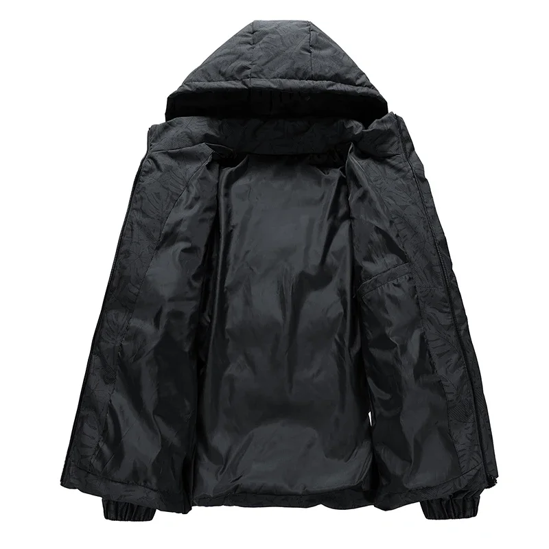 New Fashion With Hood Warm Leaf Print Camouflage Thickened and Cotton Padded Men's Coat Winter Cotton Padded Jacket2025