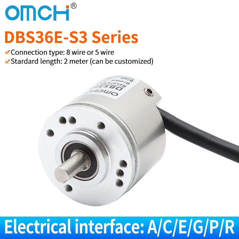 OMCH DBS36E-S3AJ/S3EM/S3RK Clamping Flange 6mm Soild Shaft 36mm out diameter 1-2500PPR Incremental Magnetoelectr Rotary Encoder