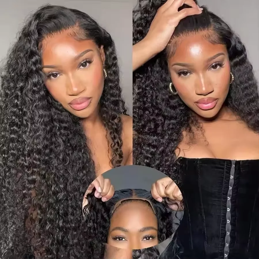 

24 26inch Deep Wave Glueless Wigs 5x5 Pre Cut HD Lace Clousure Wigs For Women 100% Human Hair 6x4 9x6 200 Density Pre Cut HD Lace Clousure Wig Curly