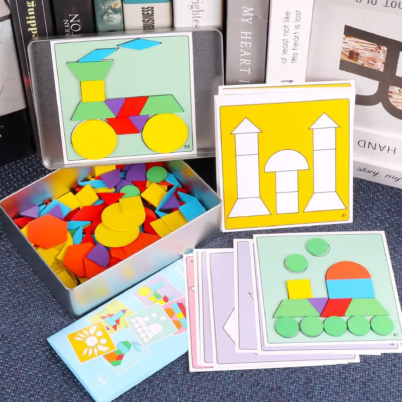 Jouets de puzzle Tangram magnétique pour enfants, blocs de construction d'éducation précoce de la maternelle, jouets d'intelligence assemblés pour garçons et filles