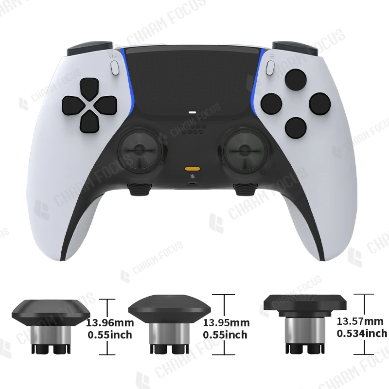 Tapas de Joystick de Metal 10 en 1 para controlador de borde PS5, 6 palos de intercambio, 4 reemplazos de botones de gatillo de paleta trasera de Metal