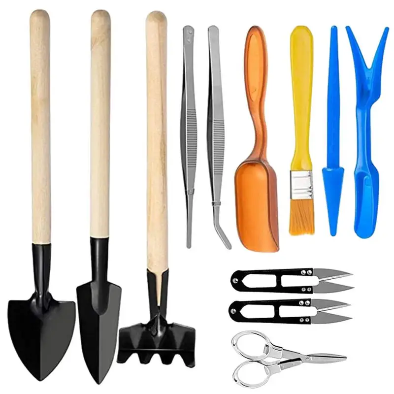 

12PCS Mini Garden Hand Tools Set Transplanting Succulent Tools Multifunctional Bonsai Tool Kit For Indoor Outdoor plants