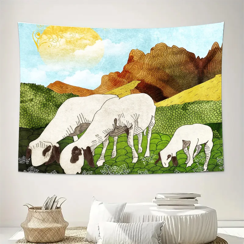 Farmhouse Cow Tapestry Rustic Animal Wall Hanging Western Cowhide Decor Boho Farm Decor Vintage Cow Print Country Home Decor Aes