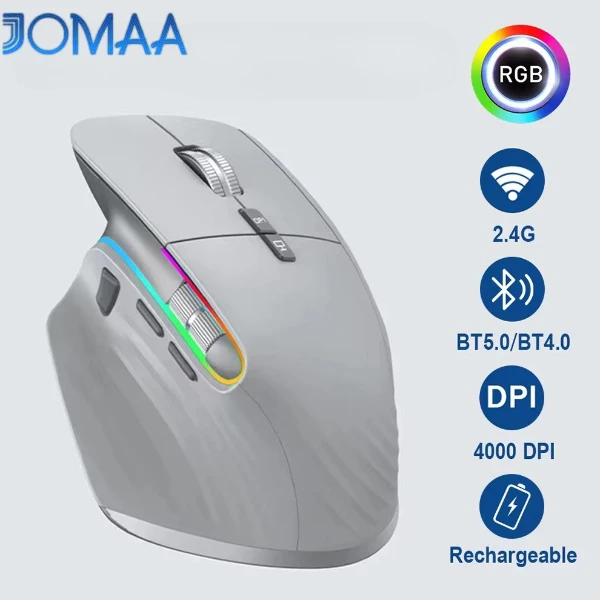 Multi-Device Wireless Mouse Bluetooth 5.0 & 3.0 Mouse 2.4G Wireless Portable Optical Mouse Ergonomic Right Hand Computer Mice