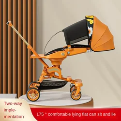 High Landscape Stroller Lightweight Foldable Baby Walking Stroller Newborn Baby Two-way Swivel Seat Four Wheel Baby Stroller