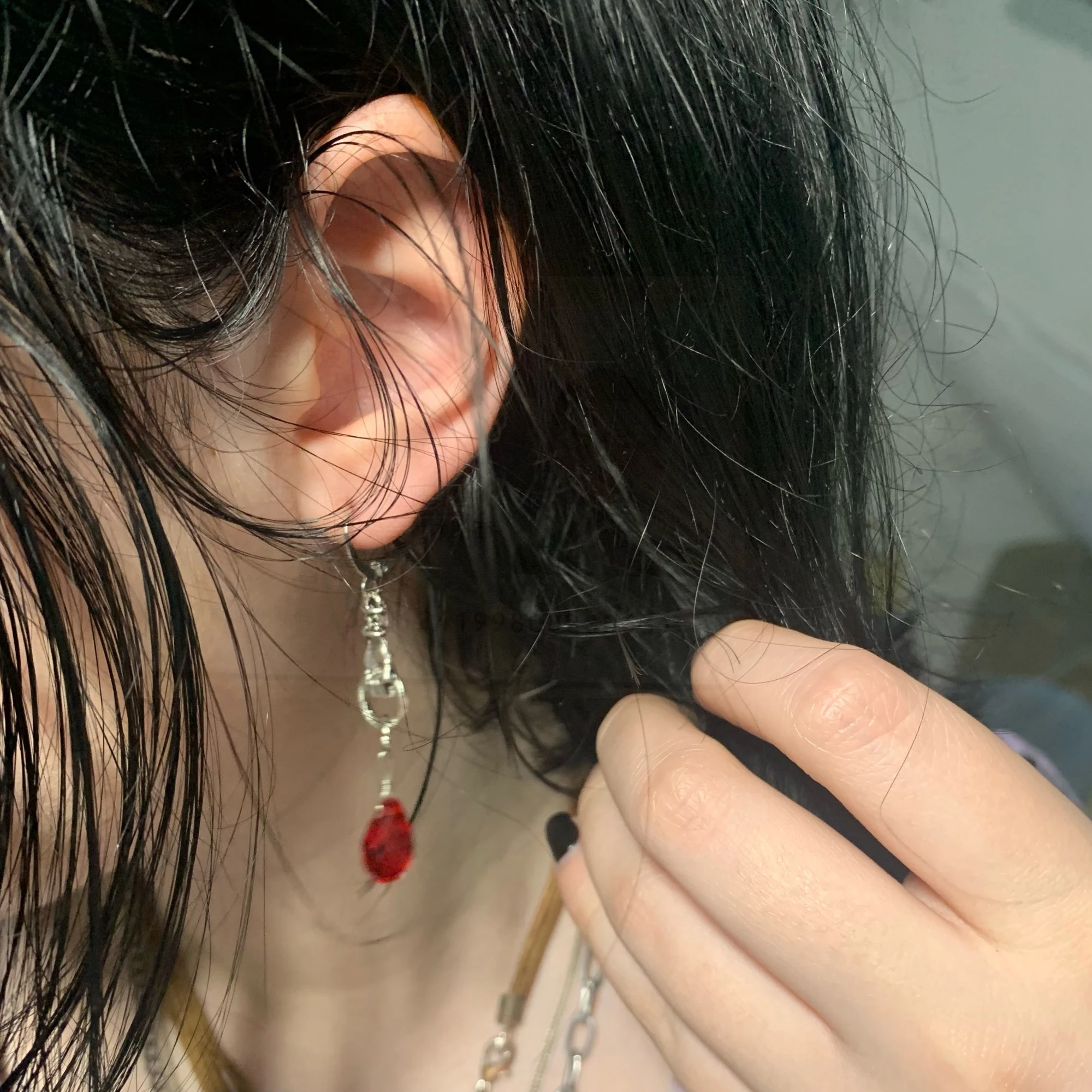 The Beating Heart Asymmetrical Cuff Earrings Scary Red Bleeding Heart Asymmetrical Ear Cuffs Clips Hoop Earrings Halloween Party