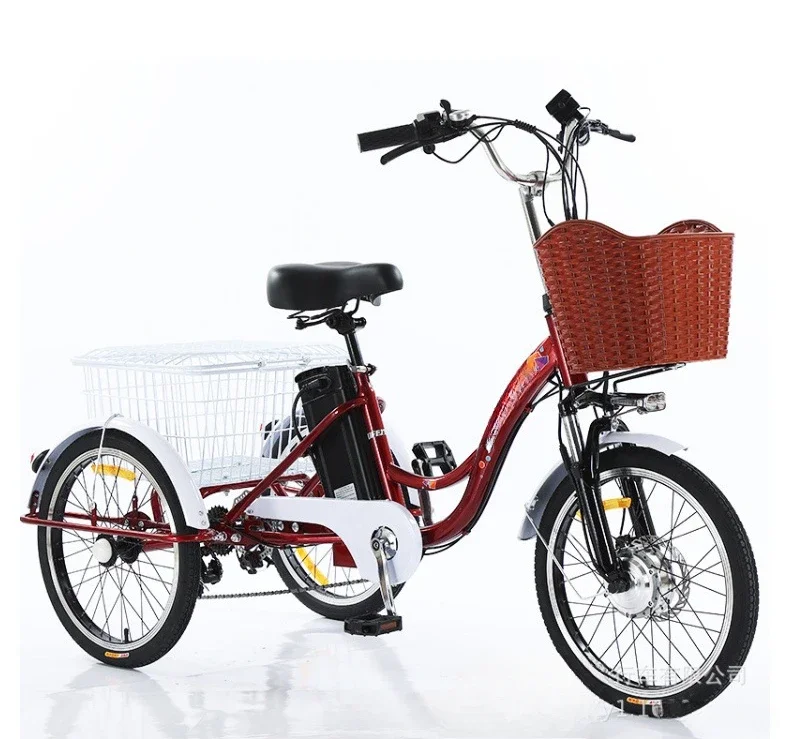 20-Inch 7-speed Electric Power Tricycle, Suitable for Adult Pedal Electric Tricycle, Elderly Electric Vehicle