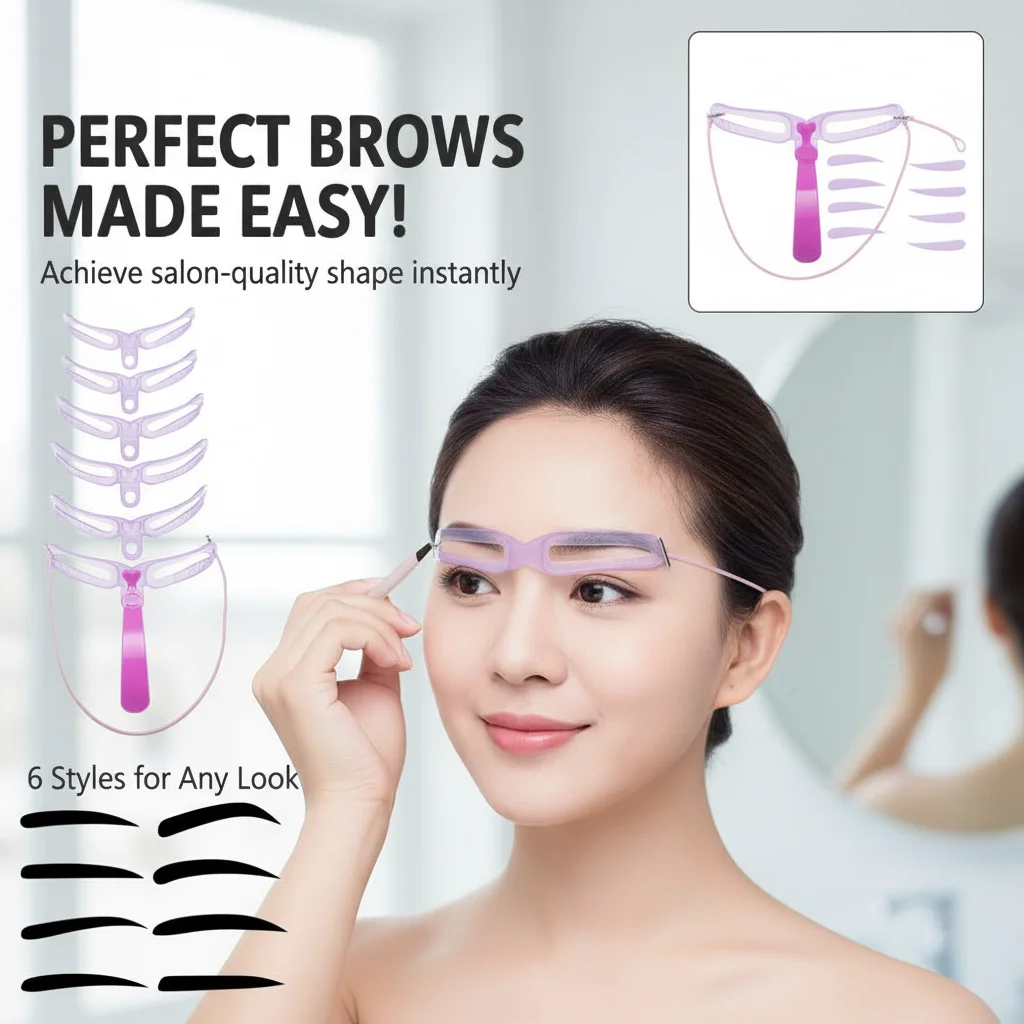 8 in1 Eyebrow Shaping Template Reusable Eyebrows Shaper Stencils Kit Grooming Card Definition Brow Makeup Tools Accessories