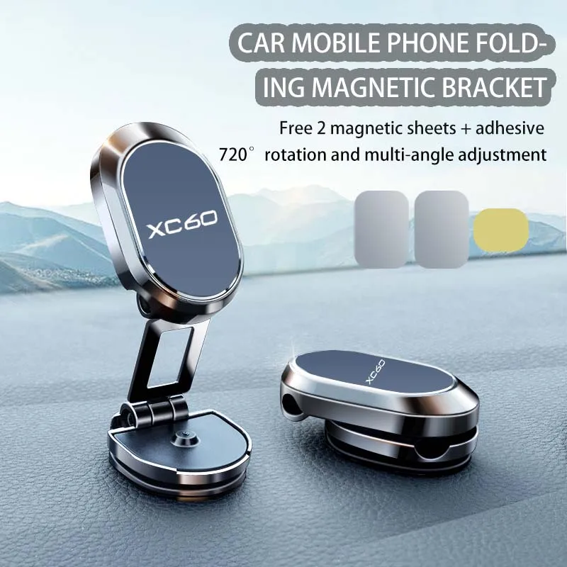 Metal Magnetic attraction Car Phone Holder GPS Holder For Volvo XC60 2019 Accessories Phone Holder 2016 2024 interior Key Case