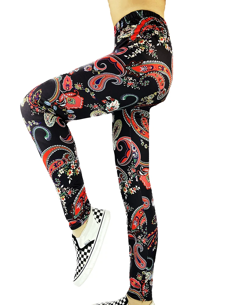 Nducksi elástico ginásio esportes nova sexy calças moda paisley impresso leggings feminino venda quente floral fitness leggins cintura alta