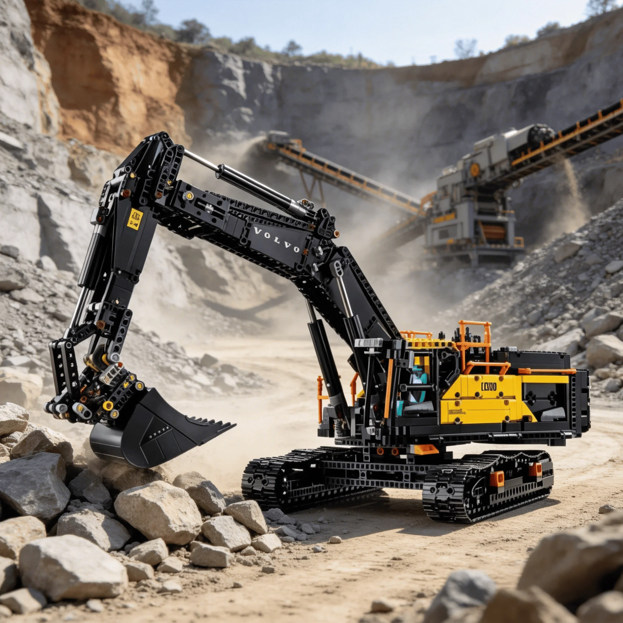 Kit de Modelo de Excavadora Híbrida sobre Orugas con Brazo Mecánico Móvil y Cabina Detallada, Regalo de Ingeniería DIY