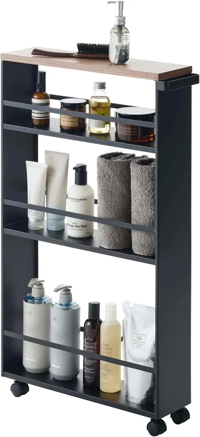 Home Tower Rolling Slim Aufbewahrungswagen mit Griff Schwarz