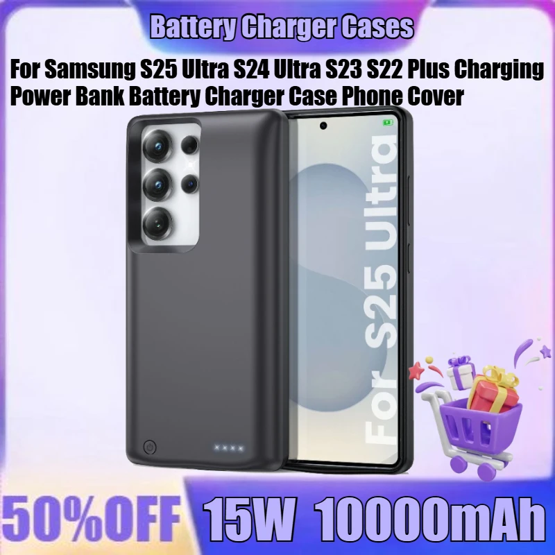 

10000mAh New Battery Case for Samsung S25 Ultra S24 Ultra S23 S22 Plus Charging Power Bank Battery Charger Case Phone Cover