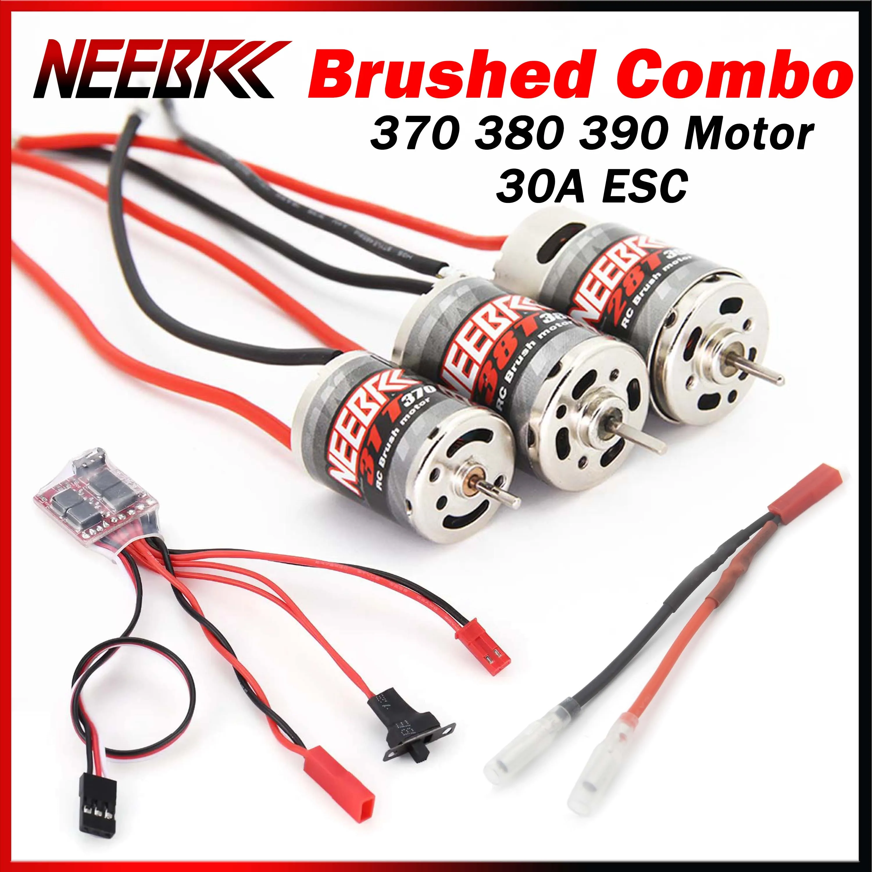 

NEEBRC 370 380 390 RC Crawler Brushed Motor 30A ESC Bullet To JST Adapter for 1/10 1/16 1/18 1/24 Car AXIAL SCX24 TRX HSP RGT