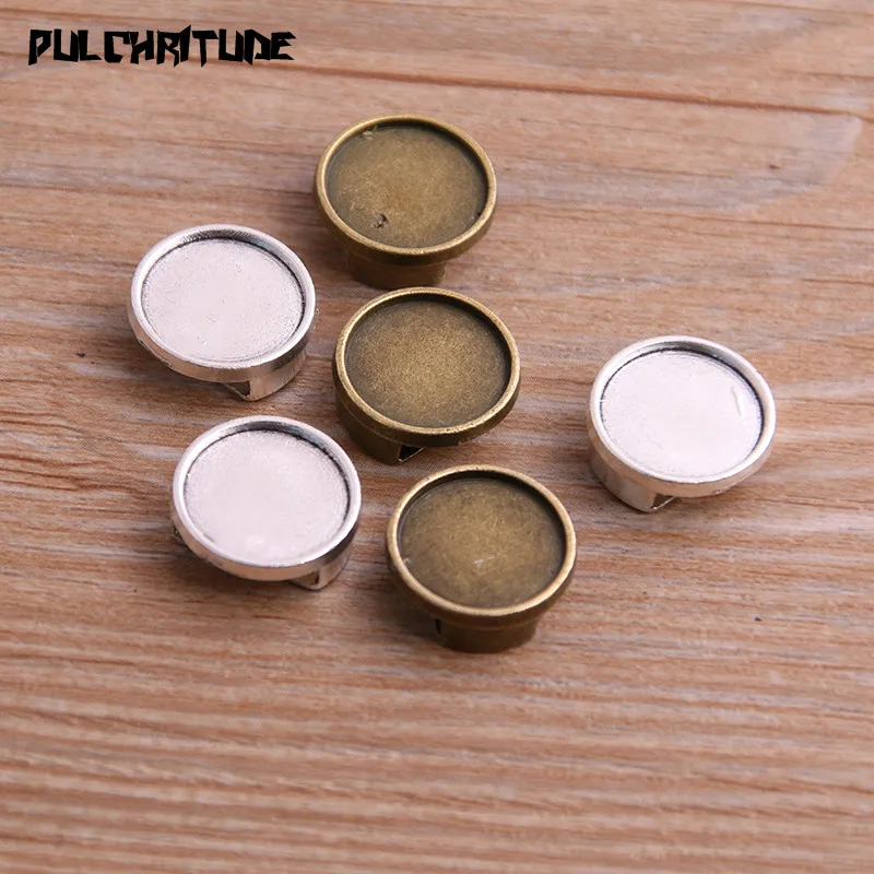 10PCS Leather Beads Antique Silver color /Bronze Blank 12mm Cabochon Setting Diy Bracelets Making Supplies