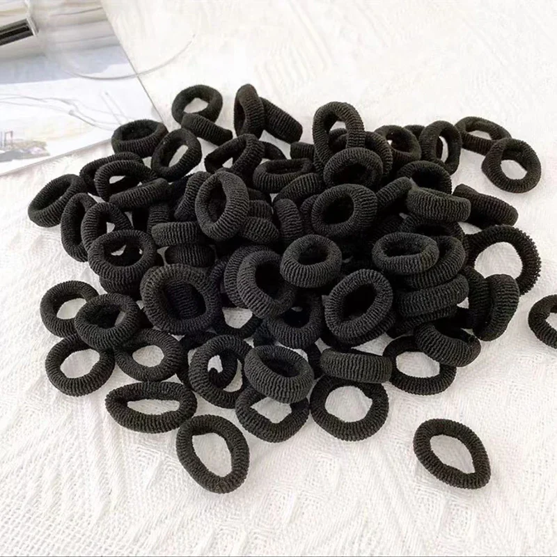 100pcs Black Basic Hair Bands Women Girls Simple High Elastic Headband Ties Rubber Ropes Scrunchies Ponytail Holders Accessories