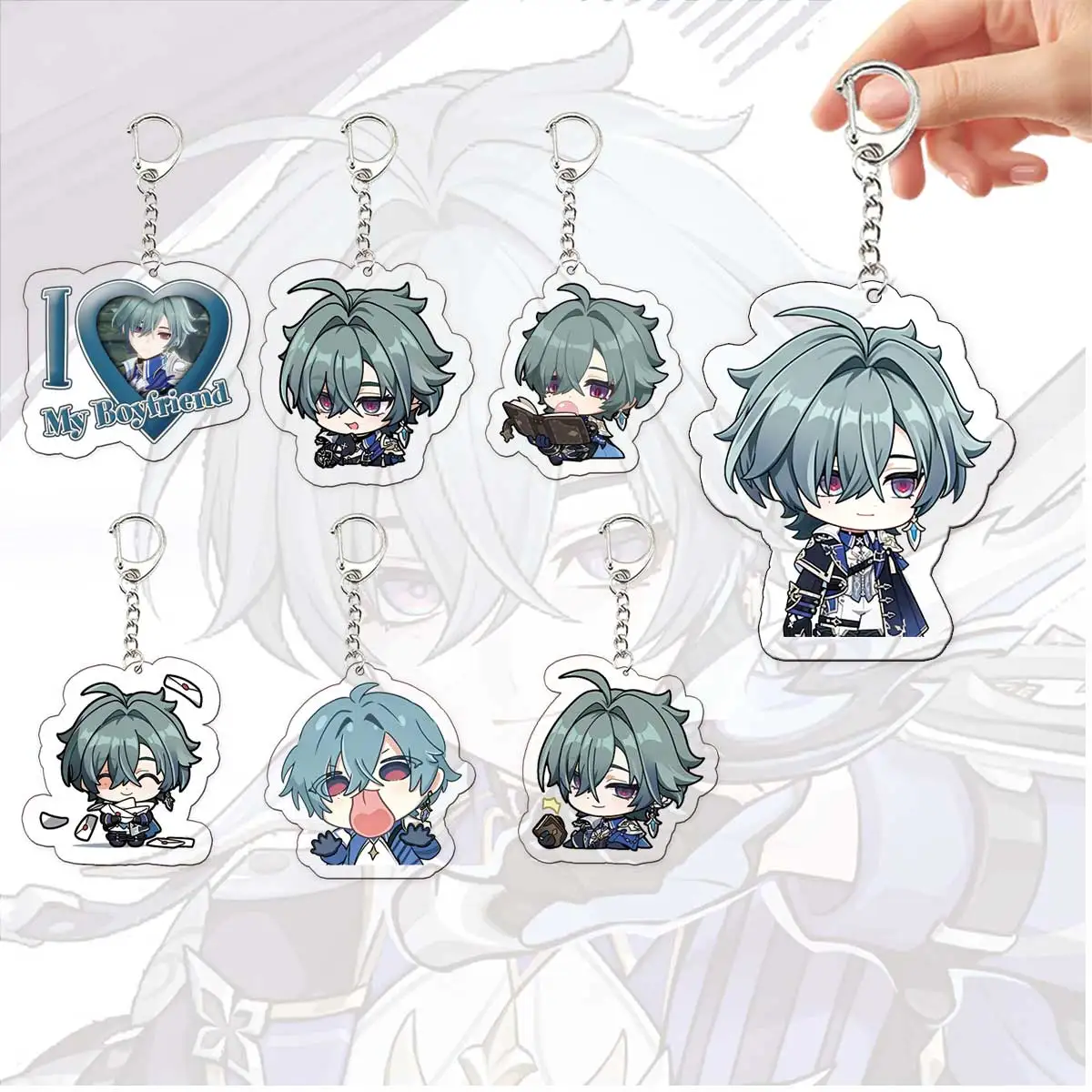 Acrylic Hot Game Chibi  lohen Keychain for Accessories Bag Charms lohen Keyrings Pendant Chains Jewelry Gamer Fans Gifts